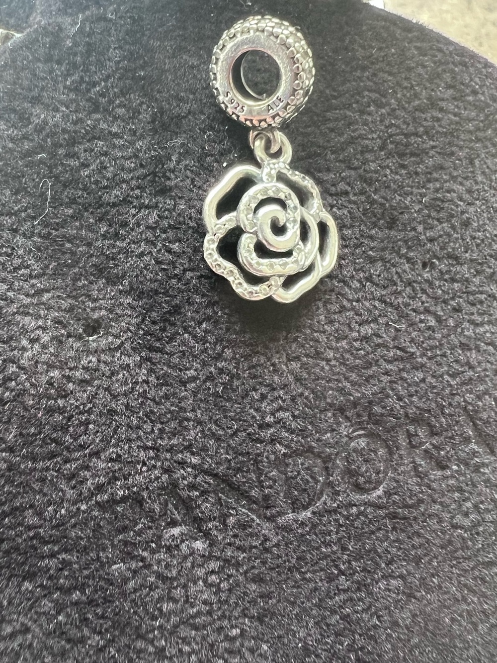 Pandora Silver Rose Dangle Charm - Silver